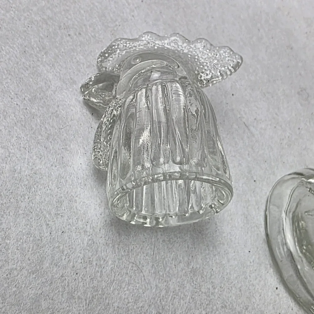 Vintage Clear Glass Tall Rooster Chicken Decanter Bottle 12